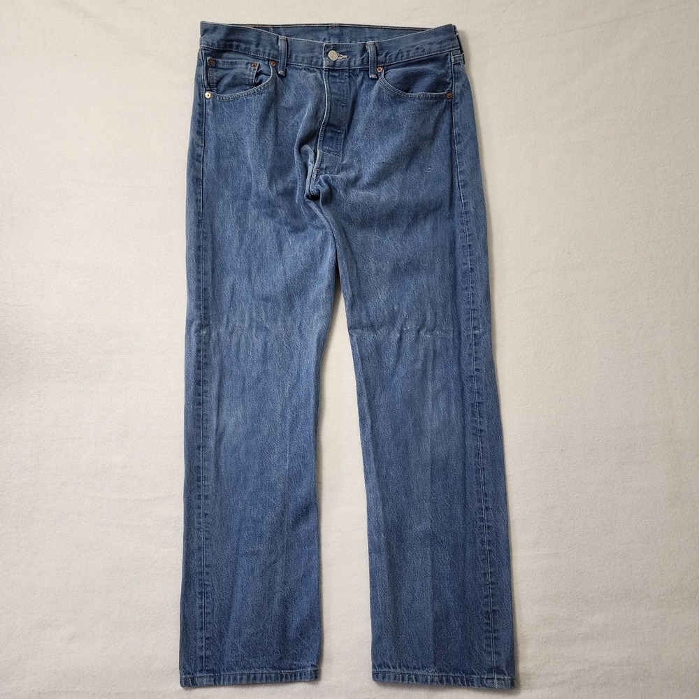 Vintage Y2k Levis 501 XX Mens 36x34 Blue Button Fly Straight Medium Wash